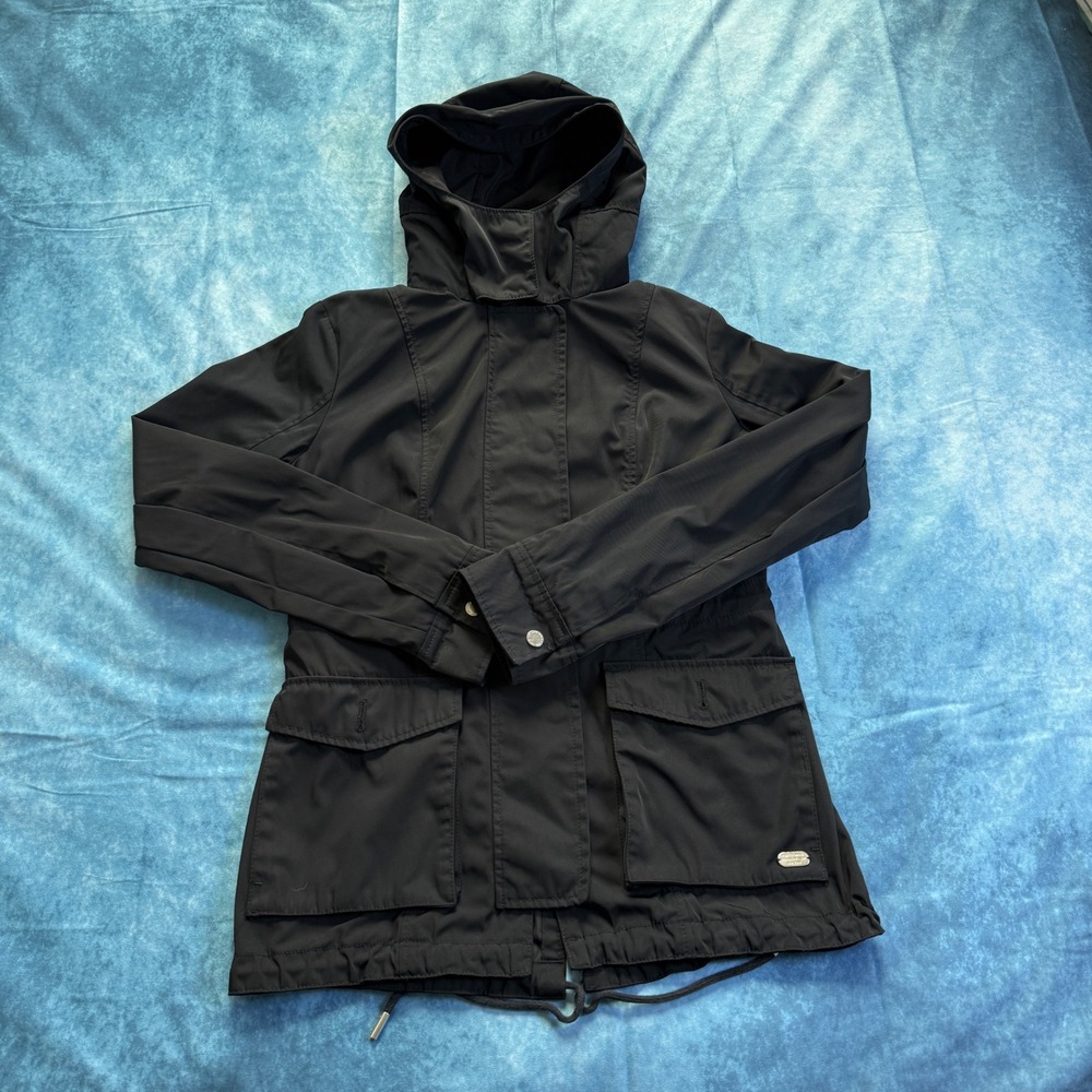 Abercrombie & Fitch Nylon Parka Jacket Hooded Black Water Resistant S - Picture 1 of 8